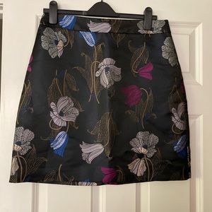 NWT Ann Taylor Satin Embroidered Brocade Floral Botanicals Skirt, Size 8